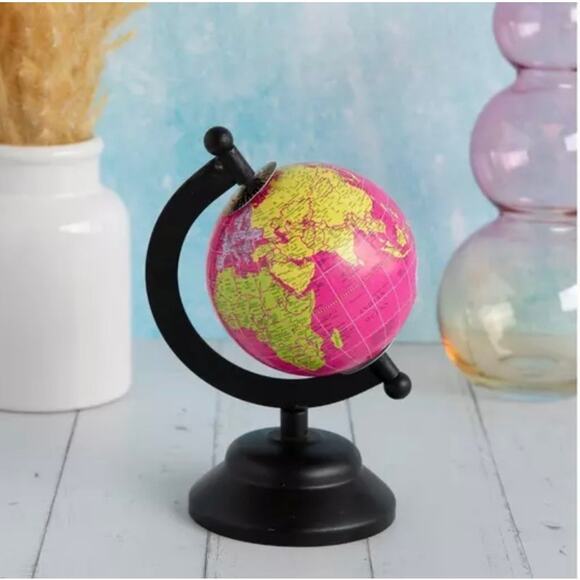 Pink Mini World Globe 6.5”tall - Picture 1 of 7